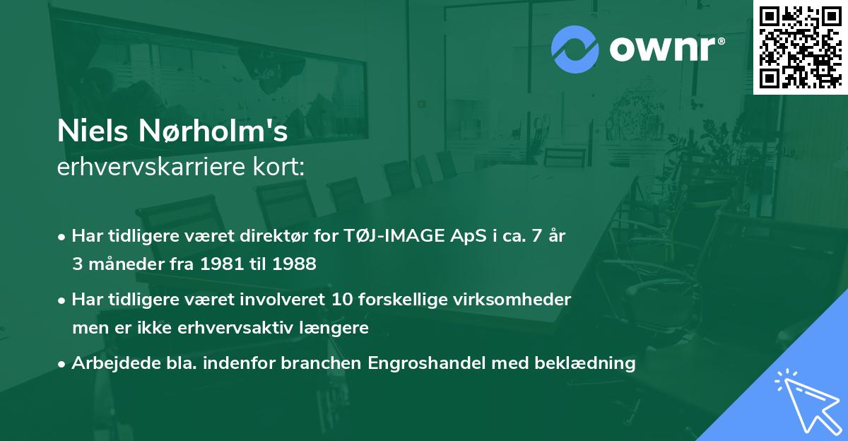 Niels Nørholm's erhvervskarriere kort