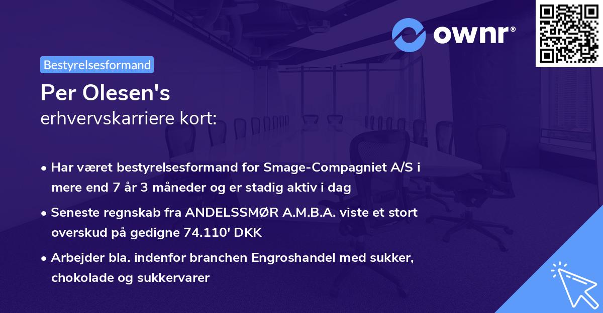 Per Olesen's erhvervskarriere kort