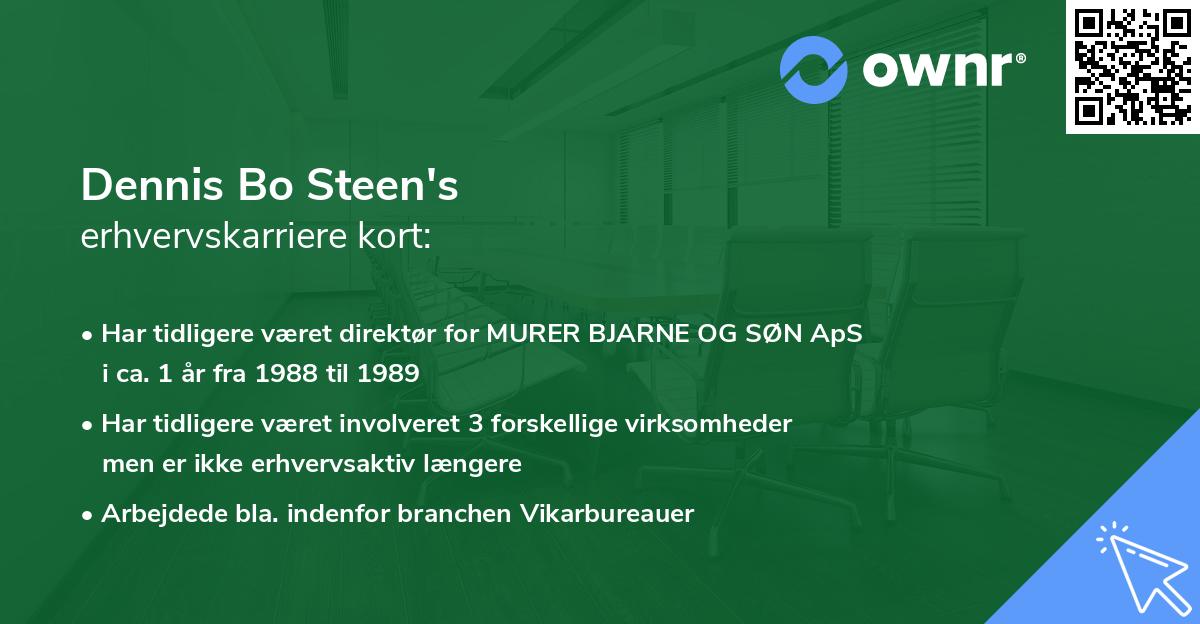 Dennis Bo Steen's erhvervskarriere kort