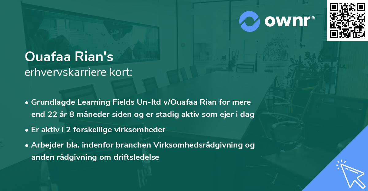 Ouafaa Rian's erhvervskarriere kort