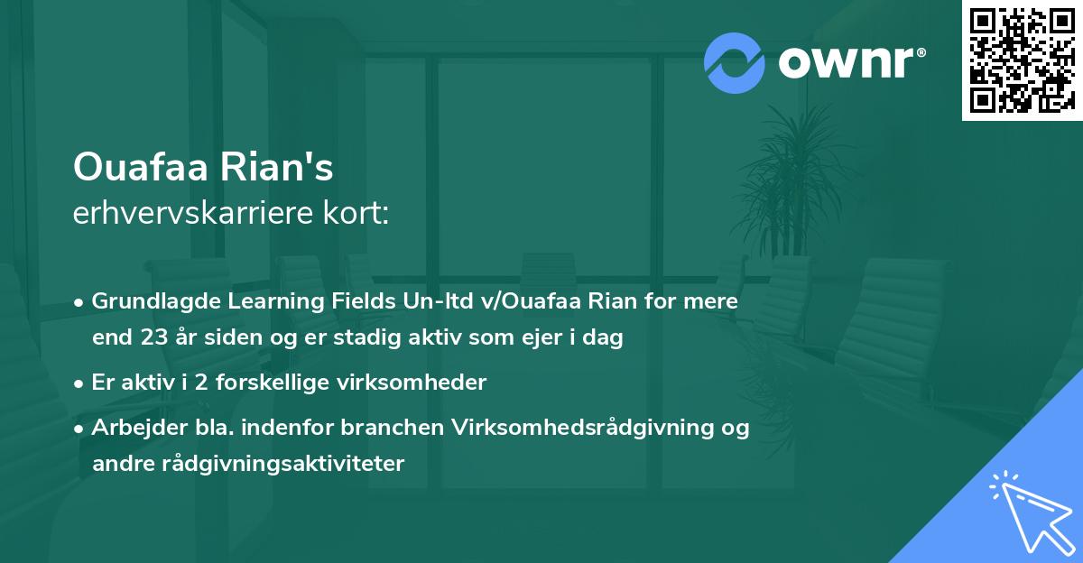 Ouafaa Rian's erhvervskarriere kort