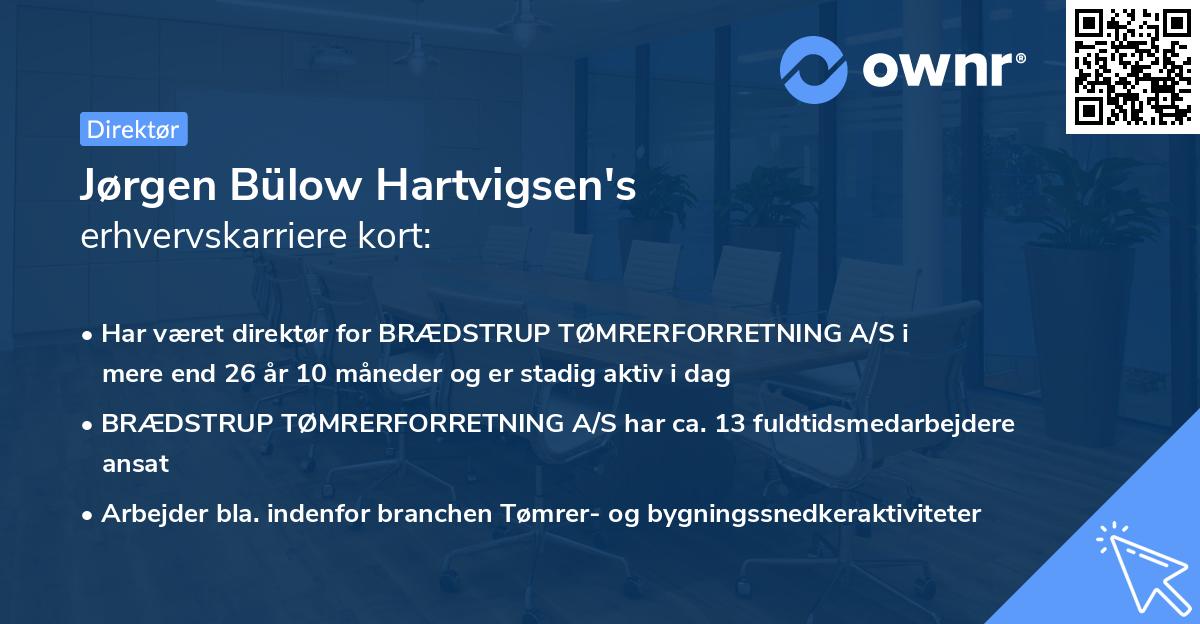 Jørgen Bülow Hartvigsen's erhvervskarriere kort