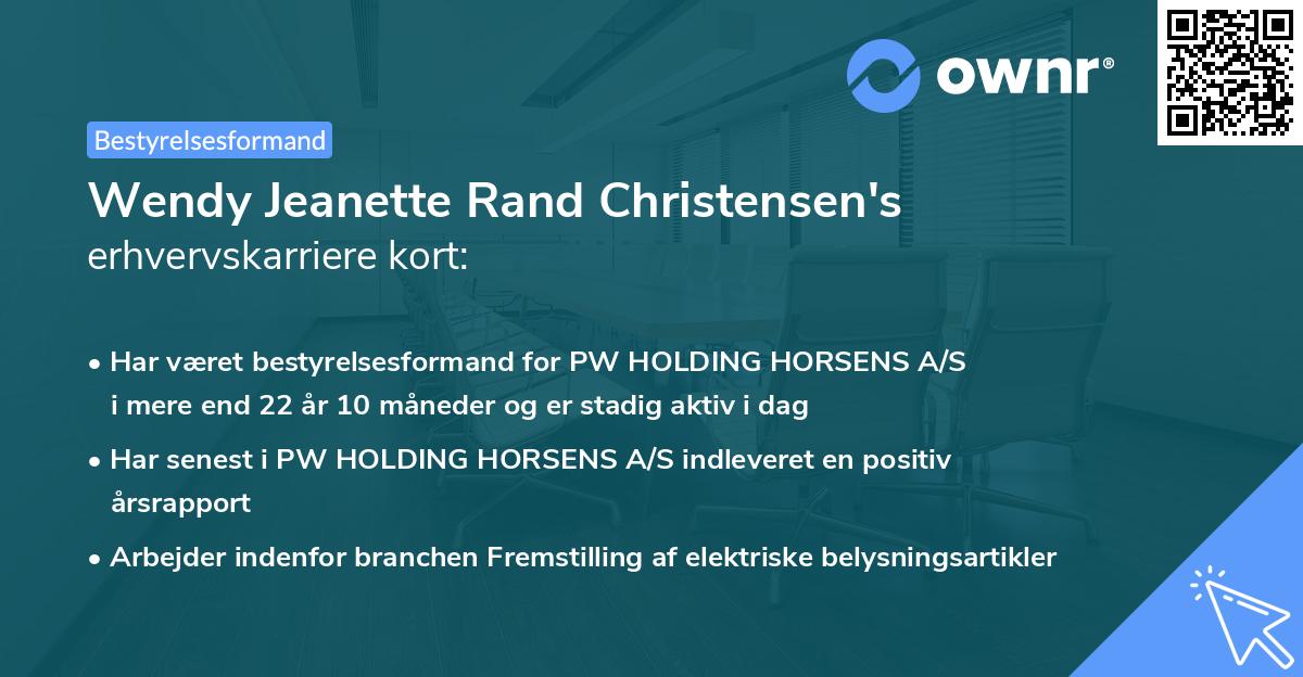 Wendy Jeanette Rand Christensen's erhvervskarriere kort