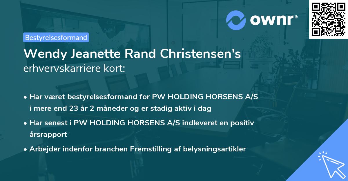 Wendy Jeanette Rand Christensen's erhvervskarriere kort