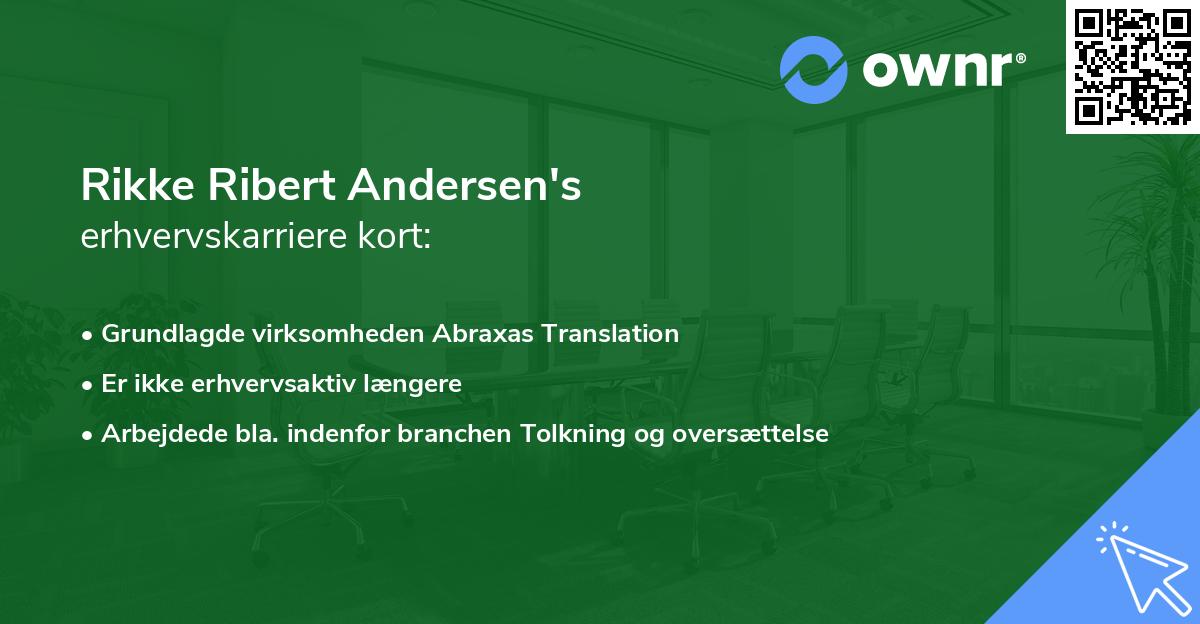 Rikke Ribert Andersen's erhvervskarriere kort