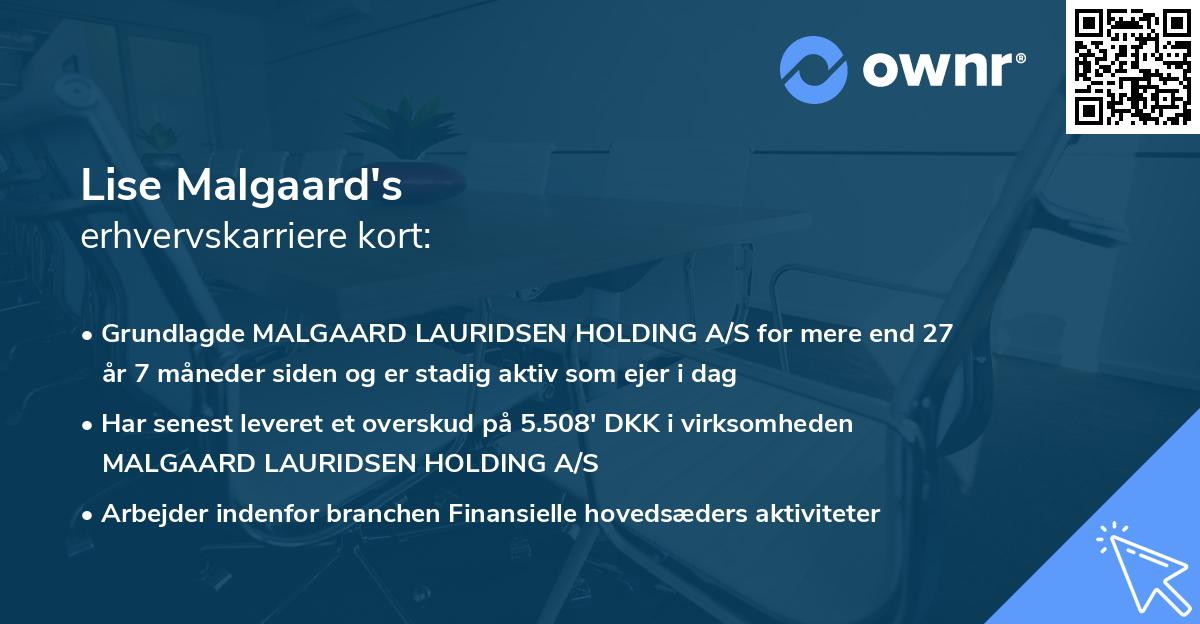 Lise Malgaard's erhvervskarriere kort