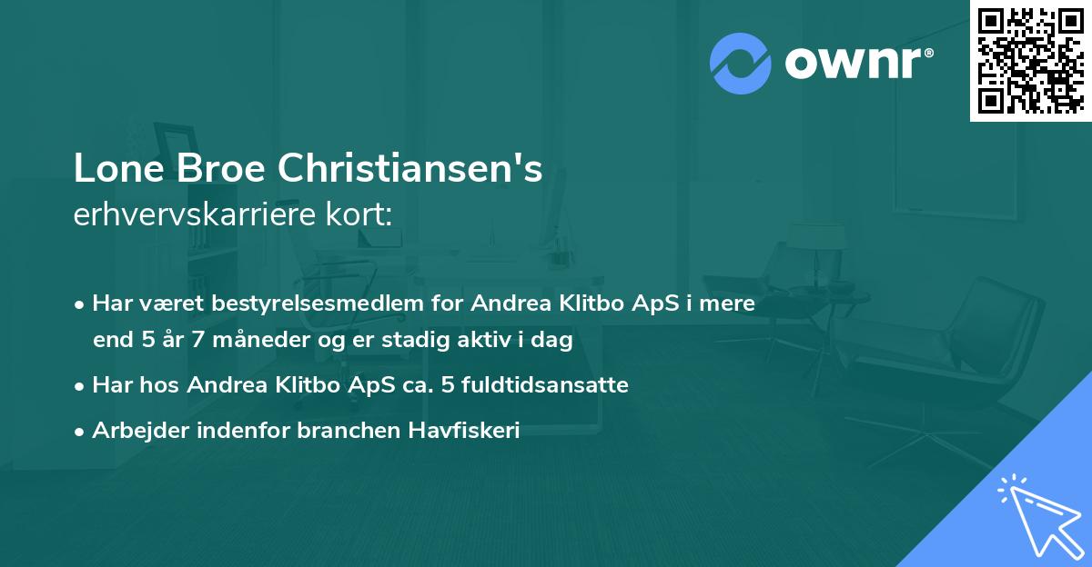 Lone Broe Christiansen's erhvervskarriere kort