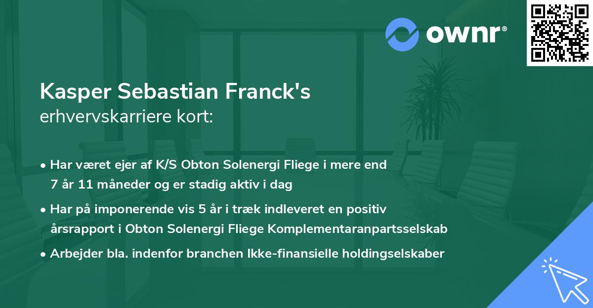 Kasper Sebastian Franck's erhvervskarriere kort