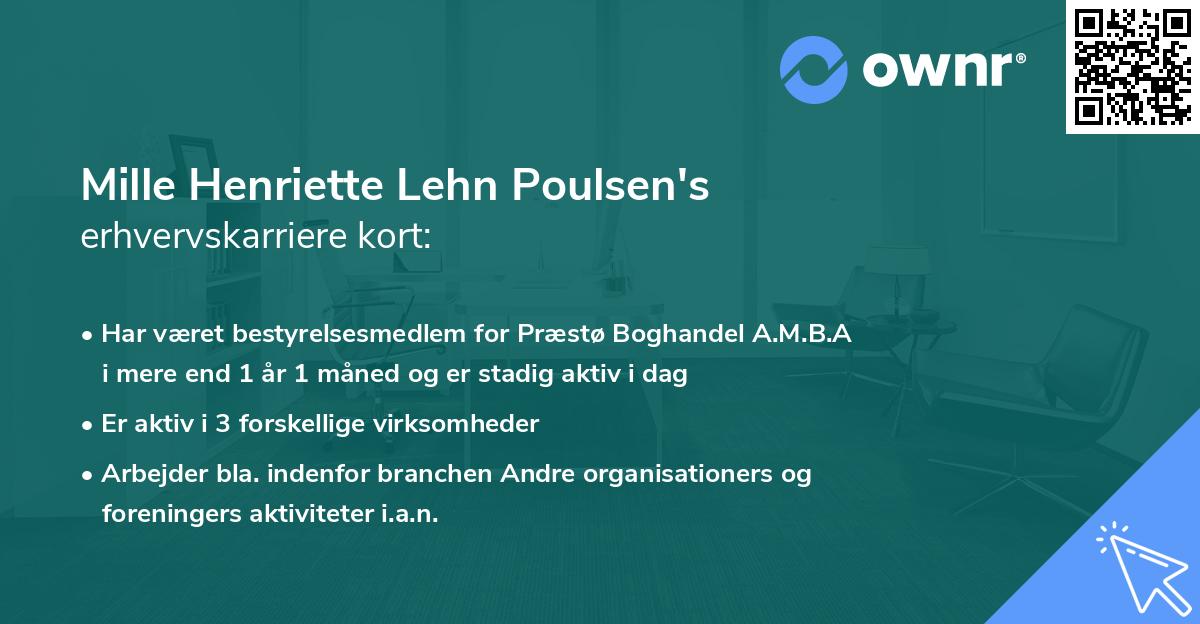 Mille Henriette Lehn Poulsen's erhvervskarriere kort