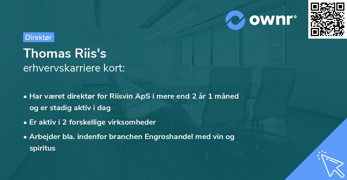 Thomas Riis's erhvervskarriere kort
