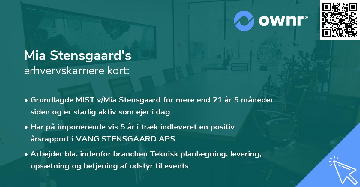 Mia Stensgaard's erhvervskarriere kort