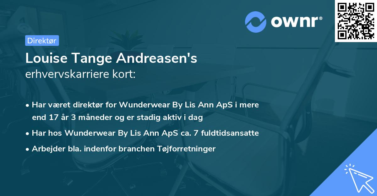 Louise Tange Andreasen's erhvervskarriere kort