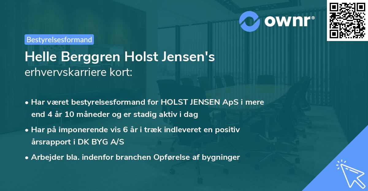 Helle Berggren Holst Jensen's erhvervskarriere kort