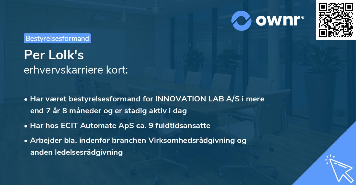 Per Lolk's erhvervskarriere kort