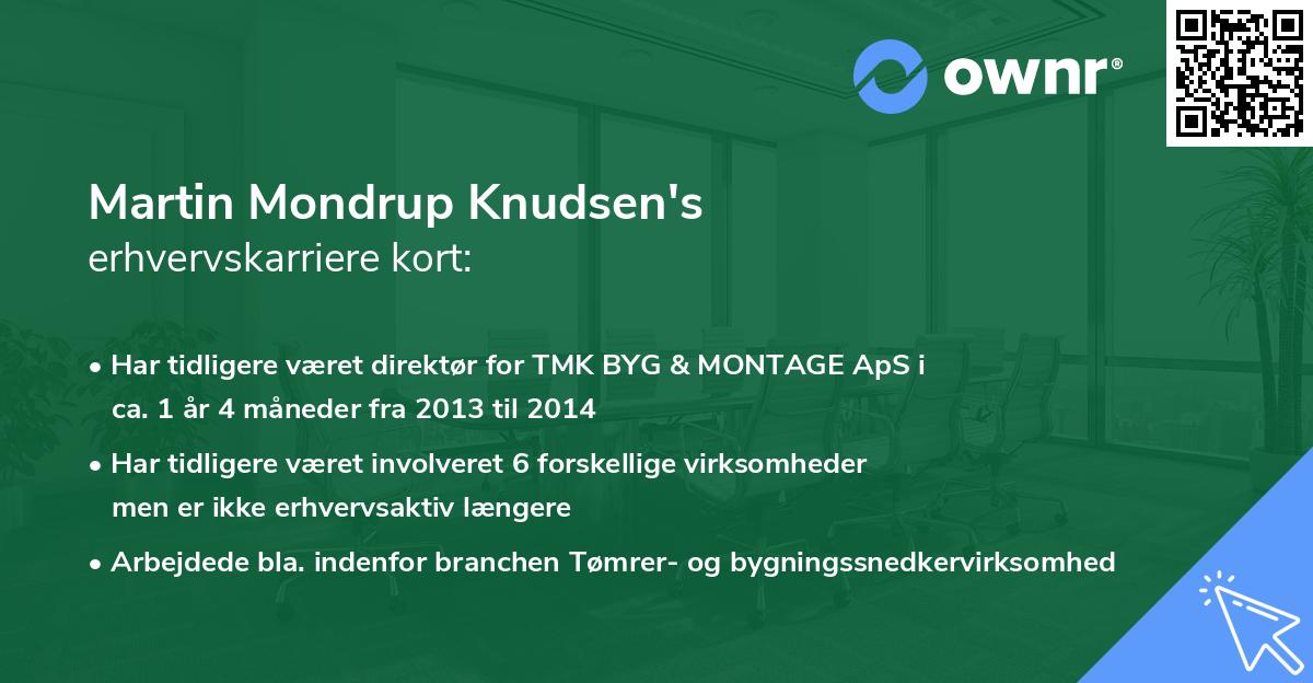 Martin Mondrup Knudsen's erhvervskarriere kort