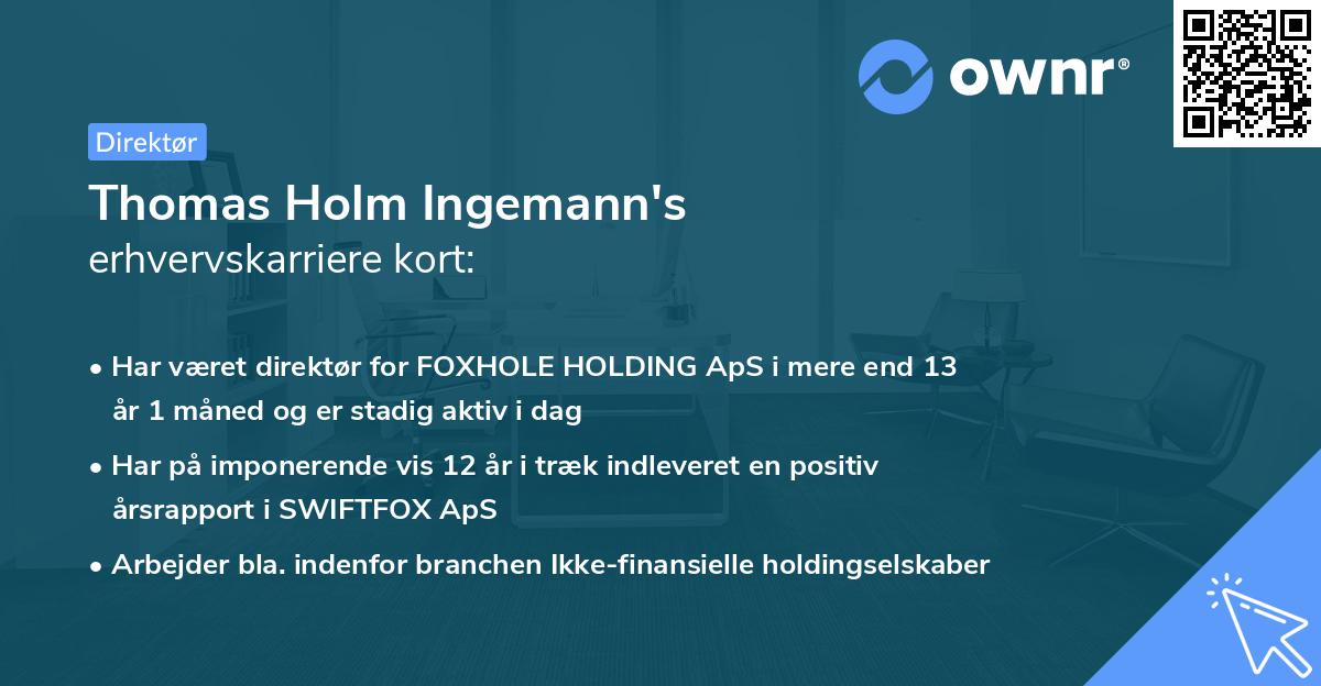 Thomas Holm Ingemann's erhvervskarriere kort