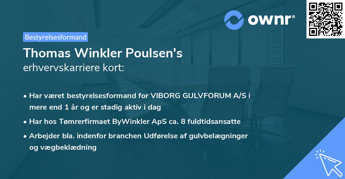 Thomas Winkler Poulsen's erhvervskarriere kort