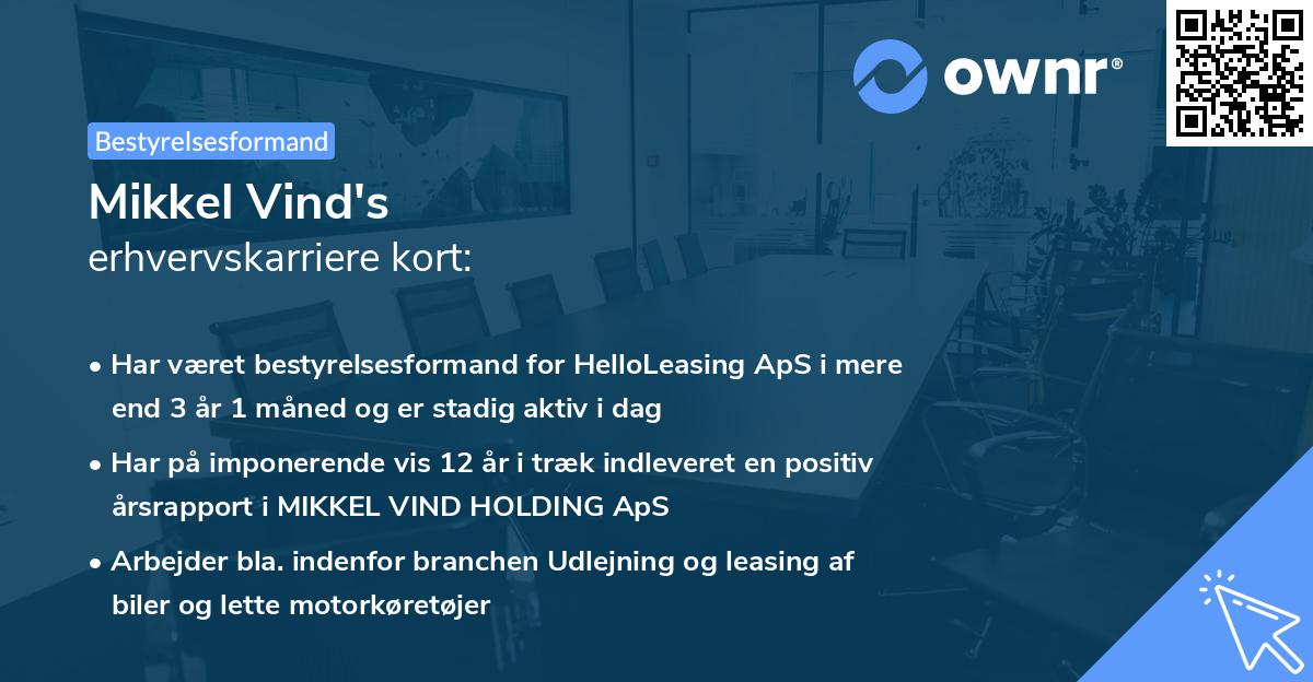 Mikkel Vind's erhvervskarriere kort