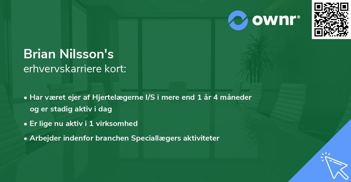 Brian Nilsson's erhvervskarriere kort