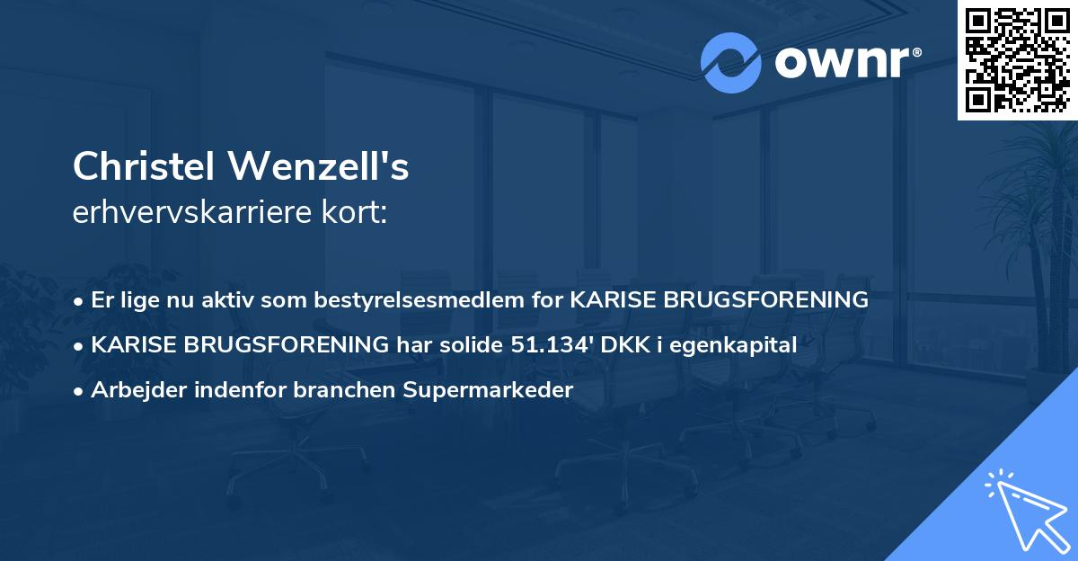 Christel Wenzell's erhvervskarriere kort