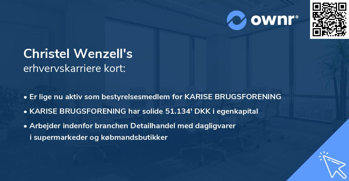 Christel Wenzell's erhvervskarriere kort