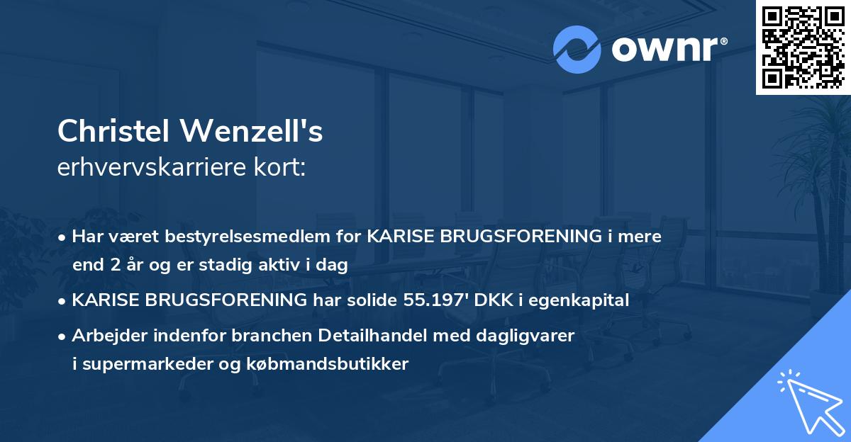 Christel Wenzell's erhvervskarriere kort