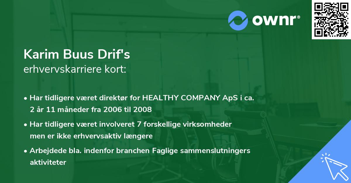Karim Buus Drif's erhvervskarriere kort