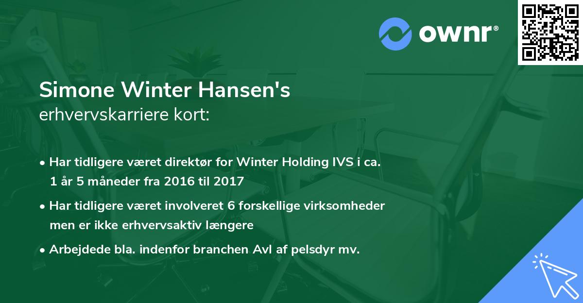 Simone Winter Hansen's erhvervskarriere kort