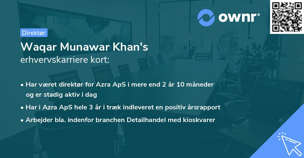 Waqar Munawar Khan's erhvervskarriere kort