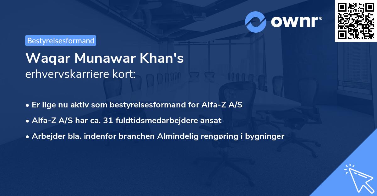 Waqar Munawar Khan's erhvervskarriere kort