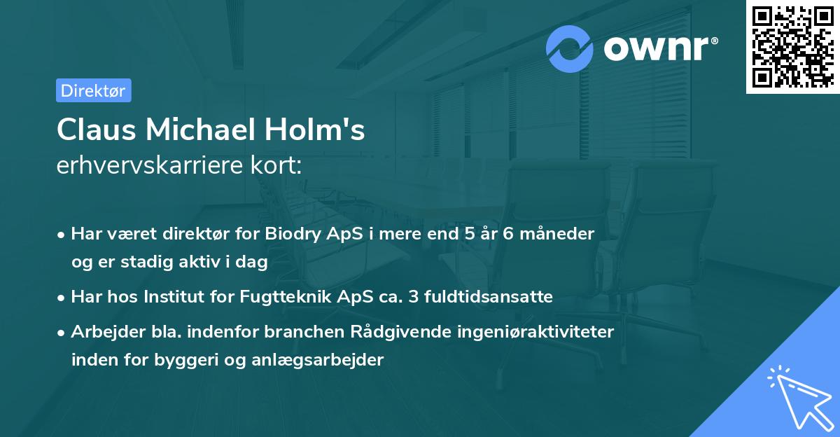Claus Michael Holm's erhvervskarriere kort