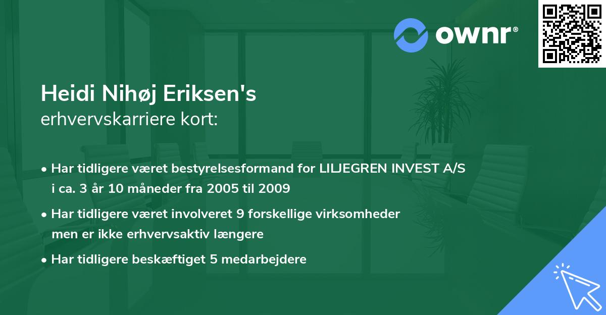 Heidi Nihøj Eriksen's erhvervskarriere kort
