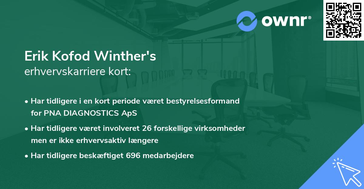 Erik Kofod Winther's erhvervskarriere kort