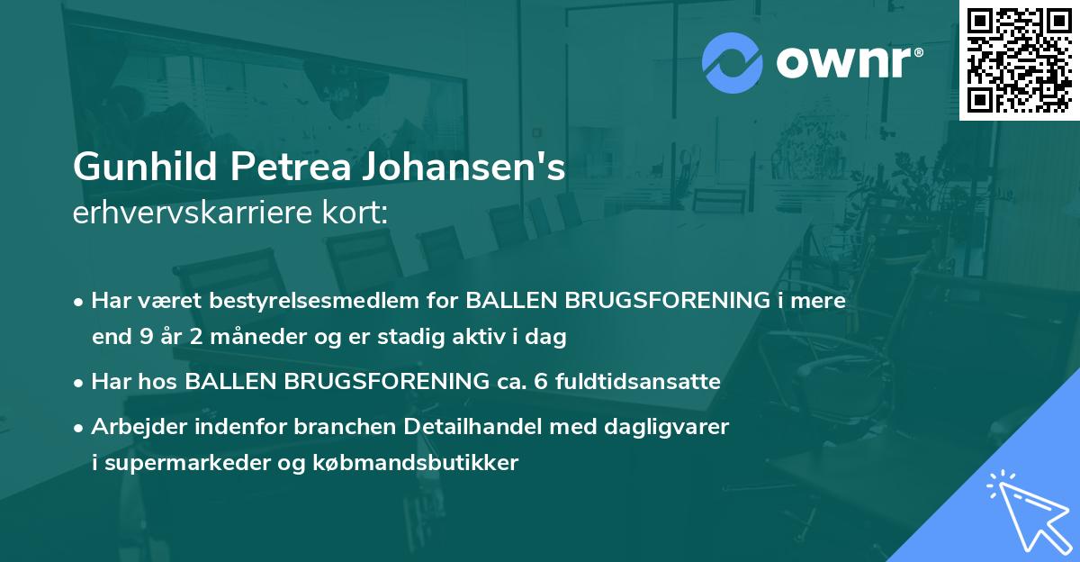 Gunhild Petrea Johansen's erhvervskarriere kort
