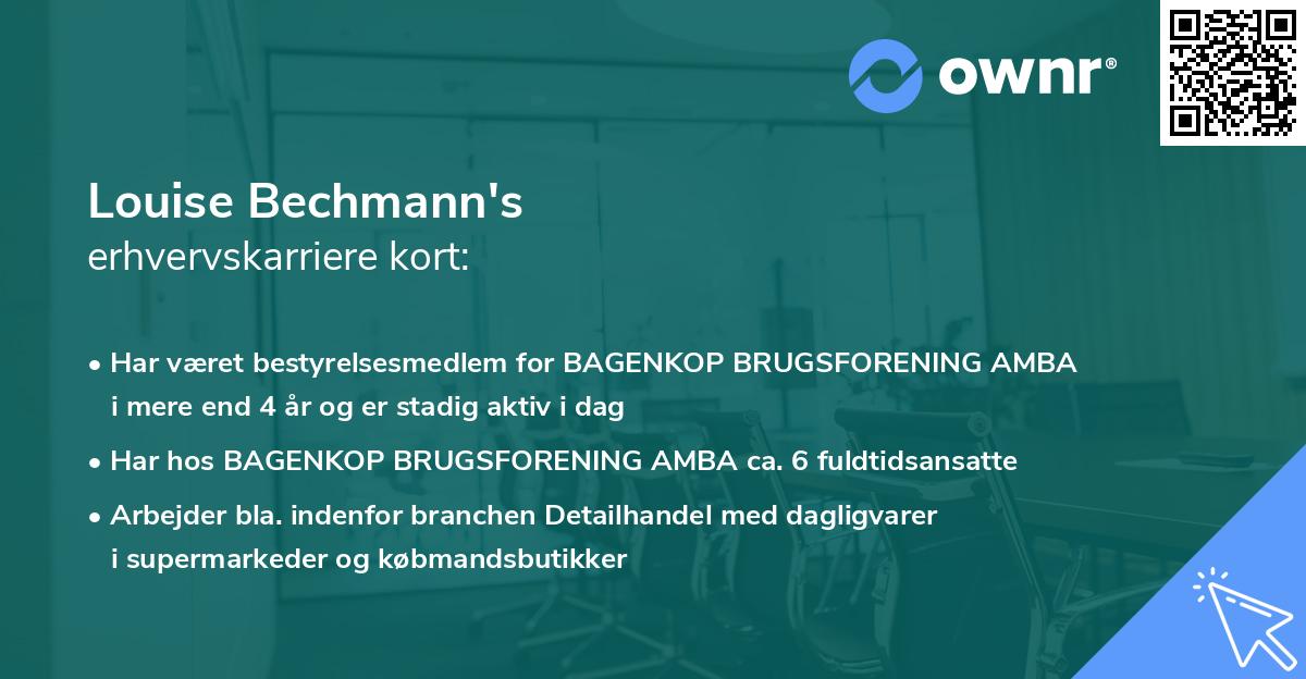 Louise Bechmann's erhvervskarriere kort