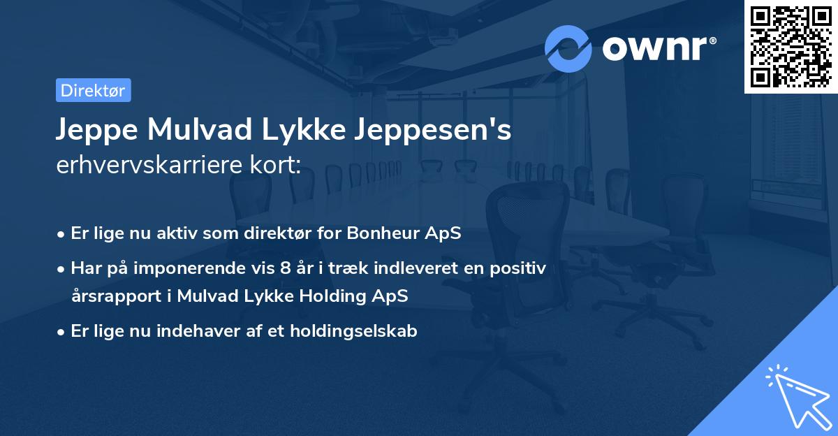 Jeppe Mulvad Lykke Jeppesen's erhvervskarriere kort