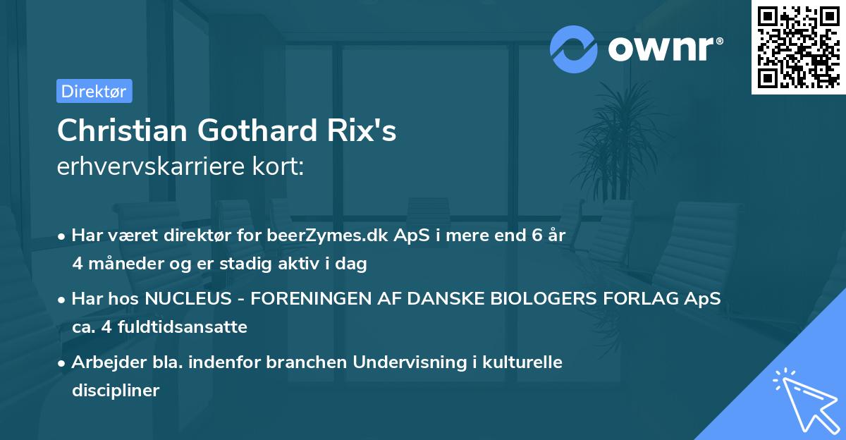 Christian Gothard Rix's erhvervskarriere kort