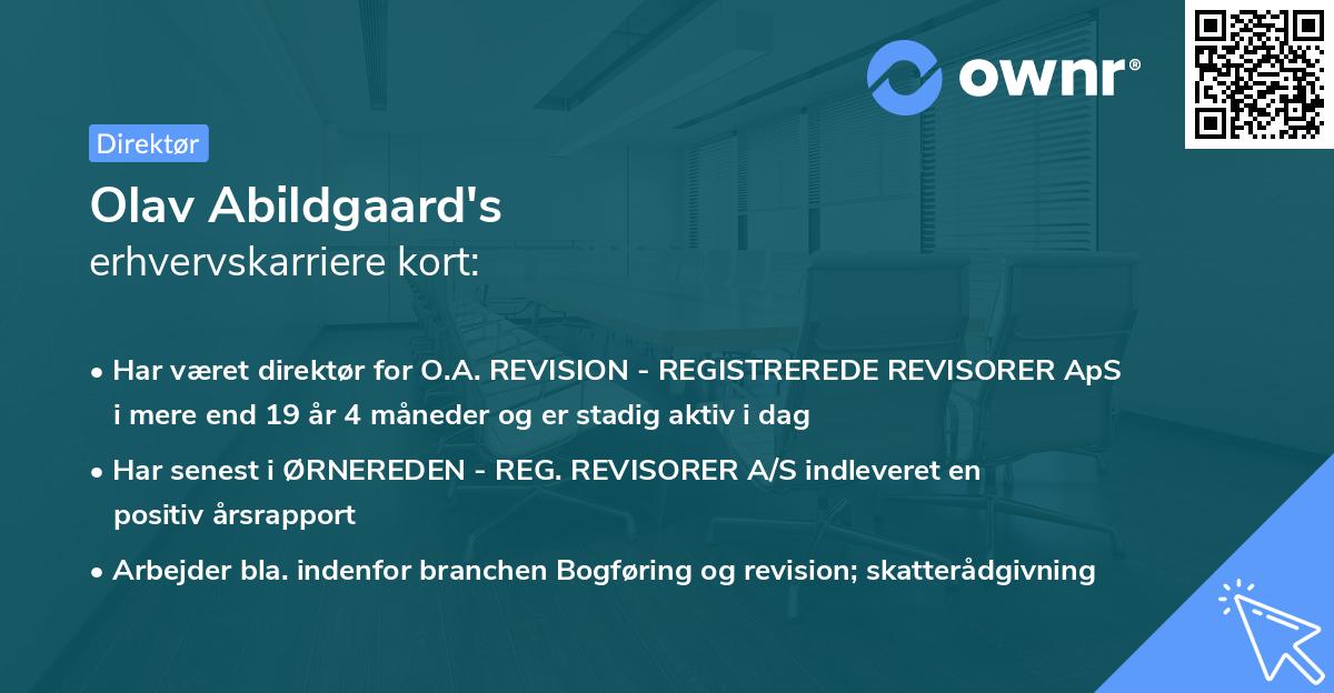 Olav Abildgaard's erhvervskarriere kort