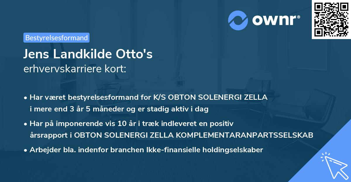 Jens Landkilde Otto's erhvervskarriere kort