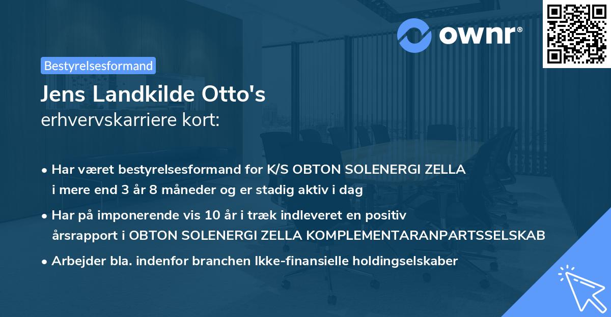 Jens Landkilde Otto's erhvervskarriere kort