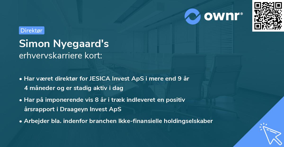 Simon Nyegaard's erhvervskarriere kort