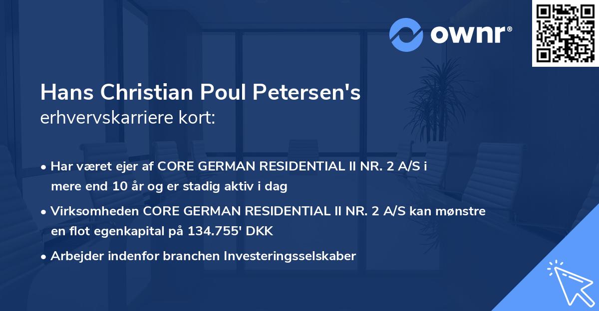 Hans Christian Poul Petersen's erhvervskarriere kort