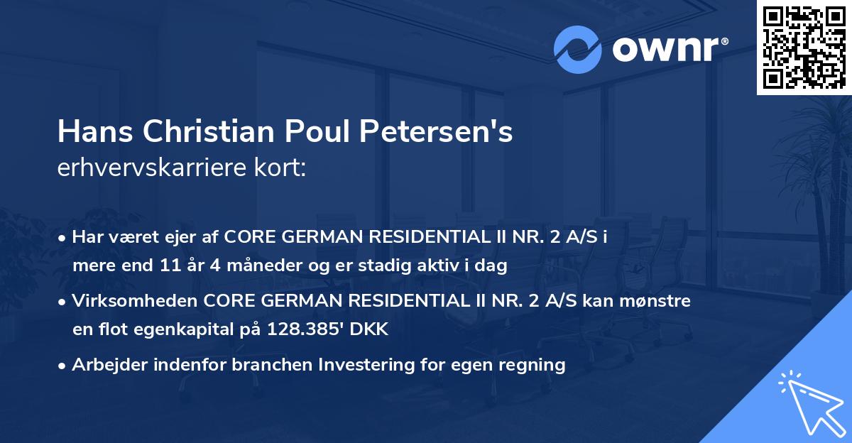 Hans Christian Poul Petersen's erhvervskarriere kort