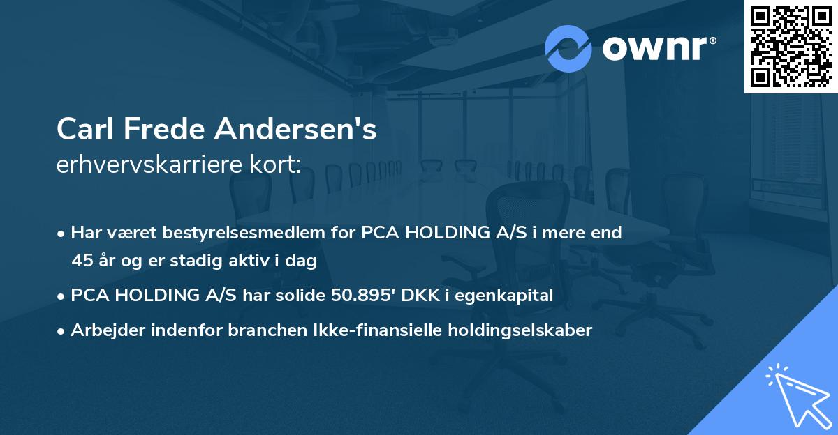 Carl Frede Andersen's erhvervskarriere kort