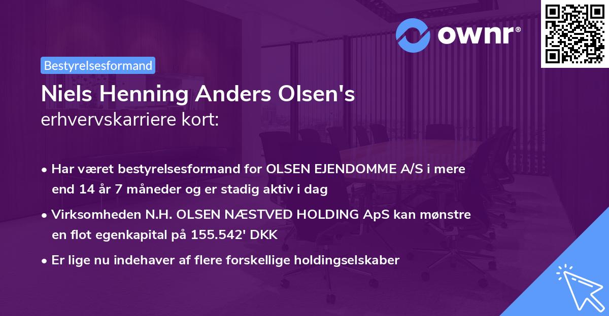 Niels Henning Anders Olsen's erhvervskarriere kort