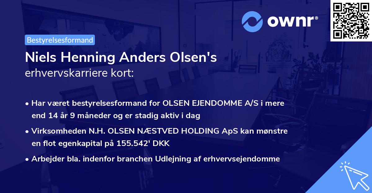 Niels Henning Anders Olsen's erhvervskarriere kort