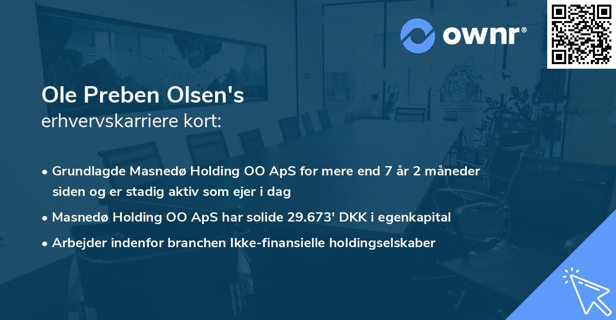 Ole Preben Olsen's erhvervskarriere kort