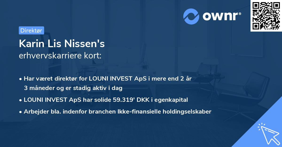 Karin Lis Nissen's erhvervskarriere kort