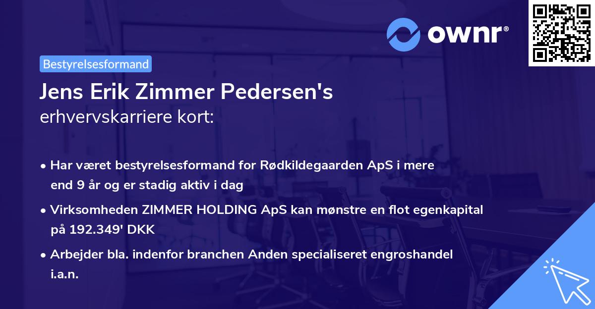 Jens Erik Zimmer Pedersen's erhvervskarriere kort