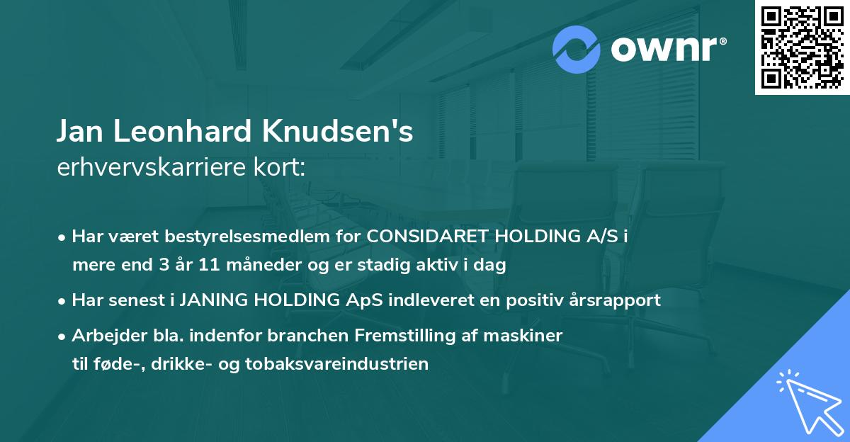 Jan Leonhard Knudsen's erhvervskarriere kort